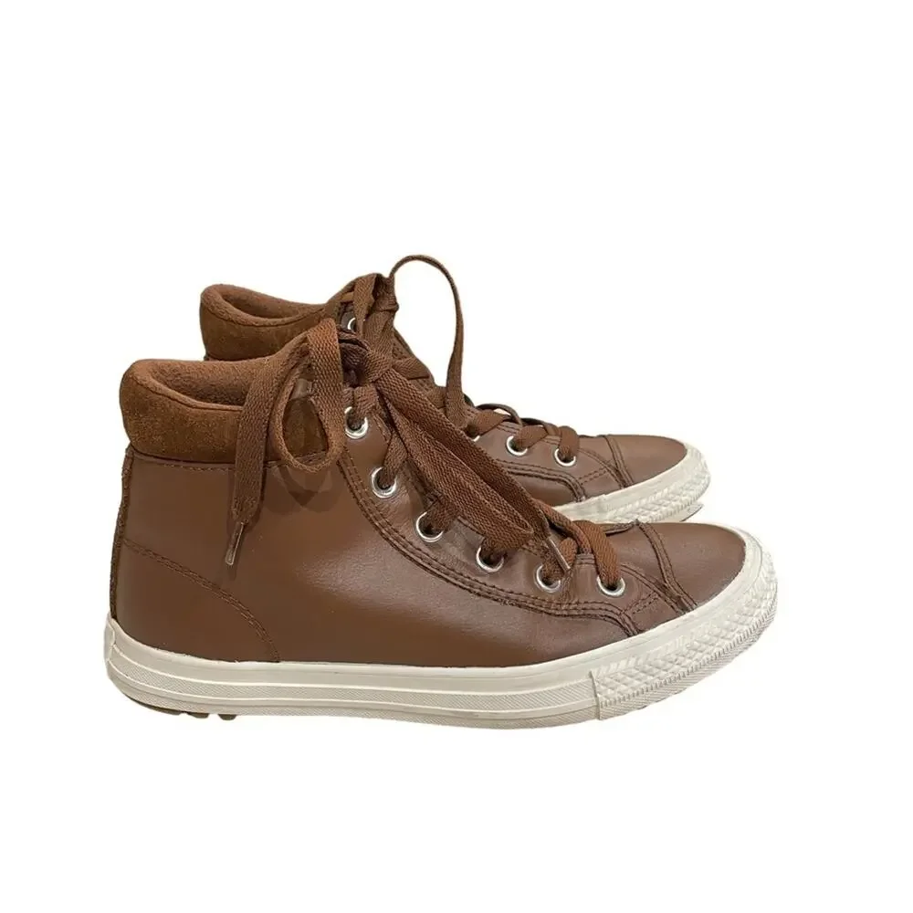 Converse All Star Chuck Taylor Shoes Unisex Size 4.5 Brown Leather Hi-Cut Casual